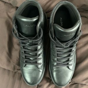 Aldo black high top sneakers, size medium